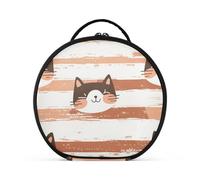 aidingzhi Cute Meow Cats Trousse de maquillage orange avec compartiments et poignée étanche avec fermeture éclair et séparateurs réglables 27,9 cm