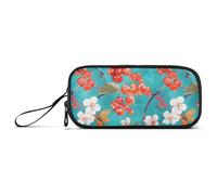 aidingzhi Fresh Highbush Trousse à crayons en nylon turquoise avec motif canneberge et fruit Grande capacité pour infirmière du lycée
