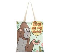 aidingzhi Give Me My Money Gorilla Sac fourre-tout en toile robuste pour femme Épicerie et marché fermier 40,6 x 38,1 cm