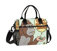 aidingzhi Give Me My Money Gorilla Sacs à déjeuner pour filles avec porte-bouteille d'eau, sac à déjeuner avec bandoulière pour infirmière, bureau, taille M