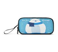 aidingzhi Glacier Bear Trousse à crayons en nylon Bleu Grande capacité Grande trousse à crayons Organiseur de papeterie pour l'école intermédiaire