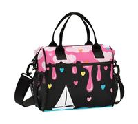 aidingzhi Graffiti Art Boat Peach Waves Sac à déjeuner thermique pour garçons Grande boîte à déjeuner avec bandoulière pour adolescent école S