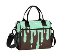 aidingzhi Graffiti Art Brown Green Lunch Bags Minimalist Male Lunch Box with Shoulder Strap Boy Kindergarten S