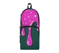 aidingzhi Graffiti Art Trousse à crayons 3 compartiments en nylon vert pêche pour filles études et multifonction grande fermeture éclair papeterie pour bureau