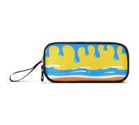 aidingzhi Graffiti Art Trousse à crayons en nylon jaune et bleu Grande capacité Organiseur de papeterie pour enfants du collège