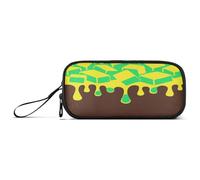 aidingzhi Graffiti Art - Trousse à crayons en nylon jaune marron pour l'école - Grande capacité - Organiseur de papeterie pour enfants