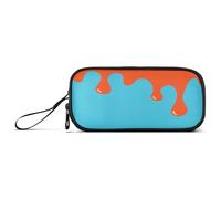 aidingzhi Graffiti Art Trousse à crayons en nylon orange et bleu pour enfants, grande capacité, organiseur de papeterie pour adultes primaires