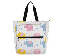 aidingzhi Grand sac fourre-tout pour enfants, femmes, hommes, éléphants, sac fourre-tout pour enseignant avec poches intérieures pour l'école et les jeux, arc-en-ciel