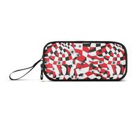 aidingzhi Grande trousse à crayons carrée en nylon avec araignées rouges et blanches pour garçons grande capacité avec fermeture éclair pour adolescents, Carrés rouges et araignées blanches, 1 size
