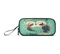 aidingzhi Grande trousse à crayons Do My Green Owl en nylon de grande capacité pour garçons du lycée