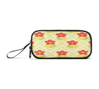 aidingzhi Grande trousse à crayons en nylon avec fermeture éclair - Couleur vive - Rouge et jaune - Grande capacité - Pour adolescents et adolescents