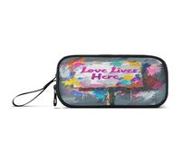 aidingzhi Grande trousse à crayons en nylon avec texte « Love Lives Here » - Grande capacité - Pour étudiant