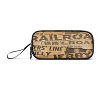 aidingzhi Grande trousse à crayons en nylon marron rétro patchwork pour filles, grande capacité, organisateur de papeterie pour infirmière universitaire