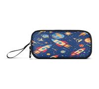 aidingzhi Grande trousse à crayons Space Rockets Planètes en nylon avec fermeture éclair et compartiments pour hommes du lycée