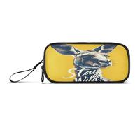 aidingzhi Grande trousse à crayons Stay Wild Kangourou en nylon avec fermeture éclair pour homme élémentaire