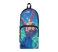 aidingzhi Hand Gesture Two Fingers Up My Life Trousse à crayons en nylon 3 compartiments Grande capacité Trousse de rangement pour l'école primaire