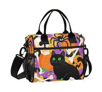 aidingzhi Happy Halloween - Boîte à déjeuner minimaliste avec motif tête de mort et citrouille pour homme, grand sac fourre-tout minimaliste avec bandoulière pour enseignants, pique-nique, taille M