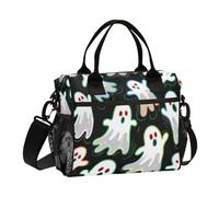 aidingzhi Happy Halloween Boîte à déjeuner noire pour adulte avec poche et bandoulière pour la préparation des repas, pique-nique pour filles, taille M
