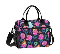 aidingzhi Happy Halloween Red Rose Kids Lunch Bag Sac à déjeuner réglable avec bandoulière pour homme College M