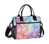 aidingzhi Heart Bubble Dream Color Boîte à déjeuner pour adulte avec porte-bouteille d'eau Sac à déjeuner pour femme avec bandoulière pour enseignant, école, S