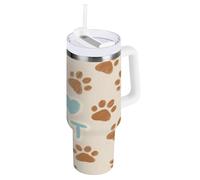 aidingzhi I Love Cats Paw - Gobelet isotherme en acier inoxydable de 1200 ml avec couvercle étanche et paille - Bouteilles d'eau réutilisables sous vide pour eau, thé glacé ou café