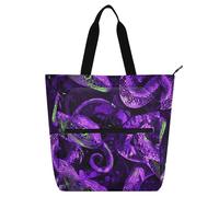 aidingzhi Joli sac fourre-tout pour enfants et adultes, serpent violet fluo, vert, grand sac d'activités pour enfants, sac fourre-tout avec fermeture éclair pour l'école, le shopping, les voyages