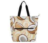 aidingzhi Joli sac fourre-tout pour enfants, femmes, hommes, noix de coco marron pastel robuste avec poches à fermeture éclair pour l'école et les jeux, arc-en-ciel