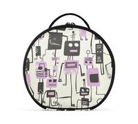 aidingzhi Jon Klassen Trousse de maquillage de voyage avec compartiments et poignée Motif robots Violet 27,9 cm