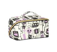 aidingzhi Jon Klassen Trousse de maquillage verticale sur pied avec séparateurs Motif robots Violet