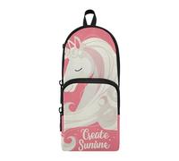 aidingzhi Licorns Peach Sunshine Trousse à crayons en nylon 3 compartiments Trousse à crayons multifonction pour adolescents Organiseur de papeterie pour l'école Preppy