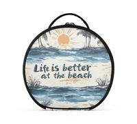 aidingzhi Life Is Better at The Beach Trousse de maquillage élégante avec compartiments et poignée pour femme avec séparateurs réglables 27,9 cm