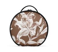 aidingzhi Lily Flowers Trousse de maquillage avec compartiments et poignée pour femme avec séparateurs réglables Marron chocolat 27,9 cm