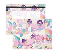 aidingzhi Lot de 2 adorables trousses à crayons pour papier A4 Motif licornes colorées