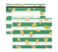 aidingzhi Lot de 2 perforatrices multi-usages à 3 trous pour papier A4 pour enseignant, rentrée scolaire, vert, blanc, rayé, feuille de ginkgo biloba