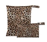 aidingzhi Lot de 2 sacs à couches imperméables pour maillot de bain avec poignées pour garderie, piscine (imprimé léopard)