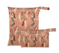 aidingzhi Lot de 2 sacs à langer lavables pour la piscine, les voyages (sirènes rétro marron rouge)