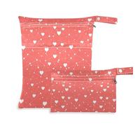 aidingzhi Lot de 2 sacs étanches lavables et essentiels de voyage pour bébé avec poignées pour le yoga, la plage (White Heart Line Digital Red)