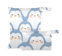 aidingzhi Lot de 2 sacs étanches lavables pour maillot de bain avec poignées pour salle de sport, voyage (pingouin de dessin animé délicat bleu clair)