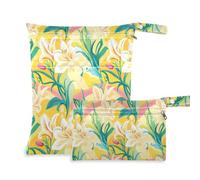 aidingzhi Lot de 2 sacs humides réutilisables pour maillot de bain avec poignées pour yoga, garderie (Pâques Lily Happy Easter)