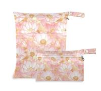 aidingzhi Lot de 2 sacs imperméables et résistants aux salissures pour maillot de bain avec poignées pour yoga, garderie (fleur or rose)