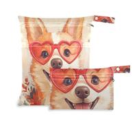 aidingzhi Lot de 2 sacs lavables pour nageurs essentiels de voyage pour bébés avec poignées pour piscine, voyage (chien mignon)