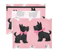 aidingzhi Lot de 2 trousses à crayons avec 3 œillets renforcés, perforatrice à 3 trous pour papier A4, lettres pour enseignants, fournitures scolaires, étudiants, enseignants, silhouettes de terrier