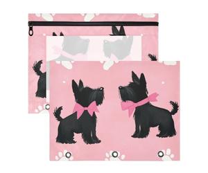 aidingzhi Lot de 2 trousses à crayons avec 3 œillets renforcés, perforatrice à 3 trous pour papier A4, lettres pour enseignants, fournitures scolaires, étudiants, enseignants, silhouettes de terrier