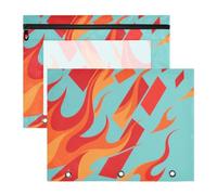 aidingzhi Lot de 2 trousses à crayons avec fermeture éclair 3 trous pour papier A4 Lettre pour la rentrée scolaire Art abstrait Rouge feu Bleu