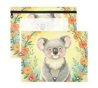 aidingzhi Lot de 2 trousses à crayons avec fermetures éclair lisses - Poche à 3 trous pour classeur à 3 anneaux - Pour étudiants - Fournitures artistiques - Style Mucha - Kora