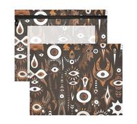 aidingzhi Lot de 2 trousses à crayons multi-usages pour format A4, format A4, enseignant, maison, bohème, style marocain, monstres marron