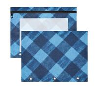 aidingzhi Lot de 2 trousses à crayons pour classeur A4 avec grille bleue