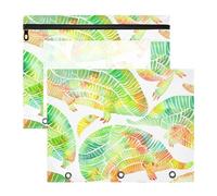 aidingzhi Lot de 2 trousses à crayons transparentes pour papier A4, fournitures scolaires, aquarelle, animal sauvage, armadillo, mandarine, vert fluo