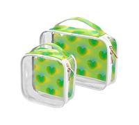 aidingzhi Lot de 2 trousses de toilette transparentes approuvées par la TSA - Résistantes à l'eau - Petits accessoires de rasage - Jaune-vert - Dégradé de Saint-Valentin et d'amour, Dégradé jaune-vert