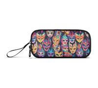 aidingzhi Masques Carnavals Trousse à crayons en nylon de couleur vive avec poignée Grande capacité Trousse de rangement pour les enfants du lycée